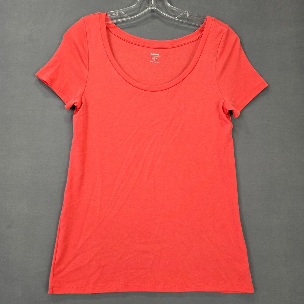 Old Navy Orange Coral Shirt Classic Short Sleeve Tee Scoop Neck Women Size M Top